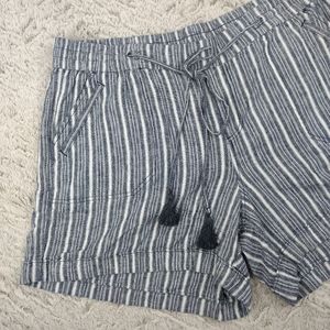 LANE BRYANT 22/24 Linen Blue Stripe Tassel Shorts